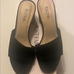 JustFab Elegant Black Mules